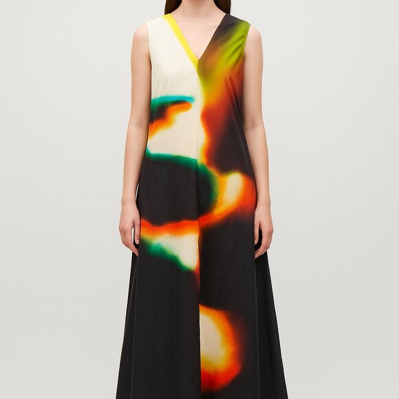 COS x Uzrambo Abstract Multicolor Silk Cotton Maxi Dress - Picture 1 of 5